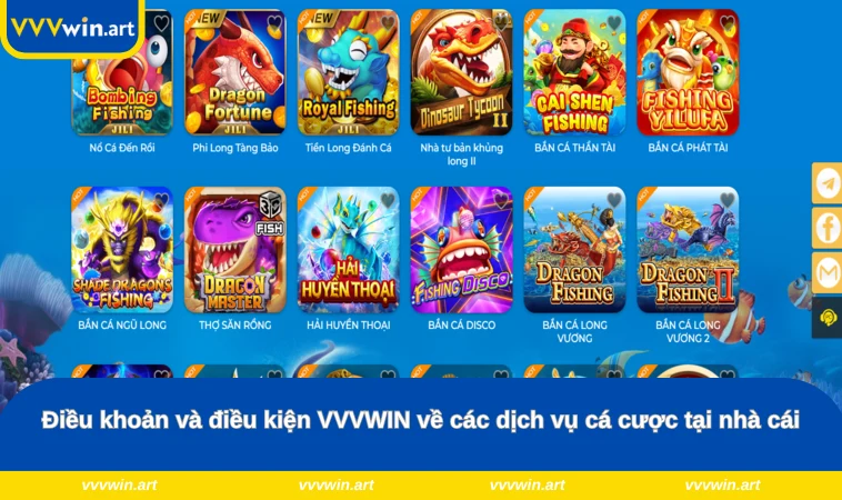 Điều khoản và điều kiện VVVWIN về các dịch vụ cá cược tại nhà cái