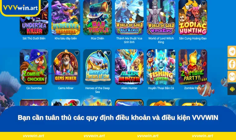 Bạn cần tuân thủ các quy định điều khoản và điều kiện VVVWIN