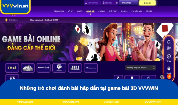 Những trò chơi đánh bài hấp dẫn tại game bài 3D VVVWIN