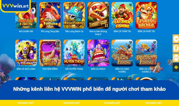 Những kênh liên hệ VVVWIN phổ biến để người chơi tham khảo