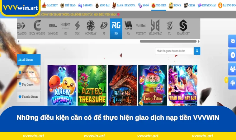 Những điều kiện cần có để thực hiện giao dịch nạp tiền VVVWIN