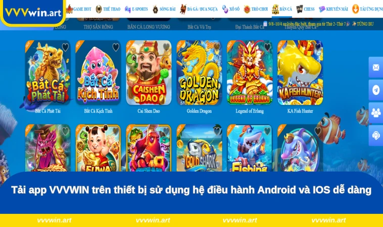 Tải app VVVWIN trên thiết bị sử dụng hệ điều hành Android và IOS dễ dàng