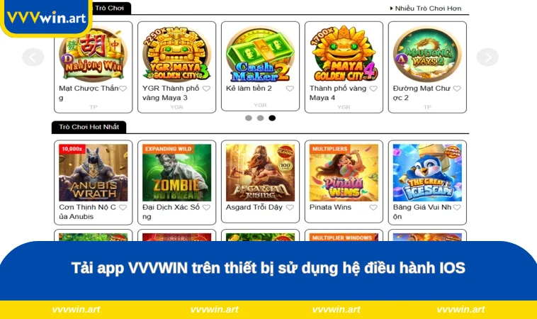 Tải app VVVWIN trên thiết bị sử dụng hệ điều hành IOS