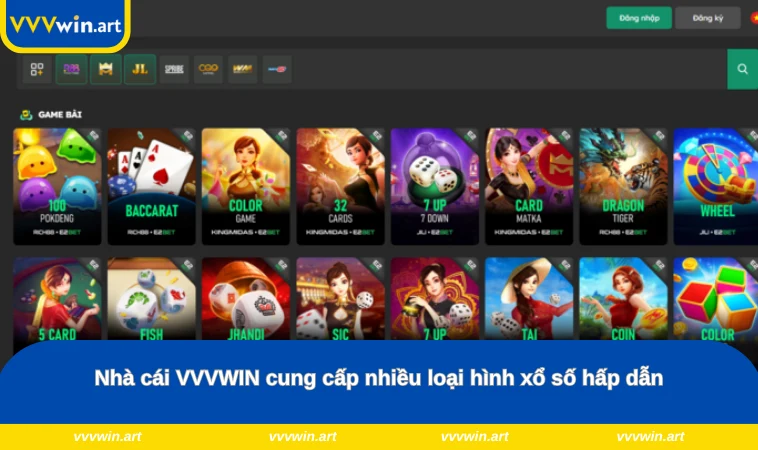 Nhà cái VVVWIN cung cấp nhiều loại hình xổ số hấp dẫn