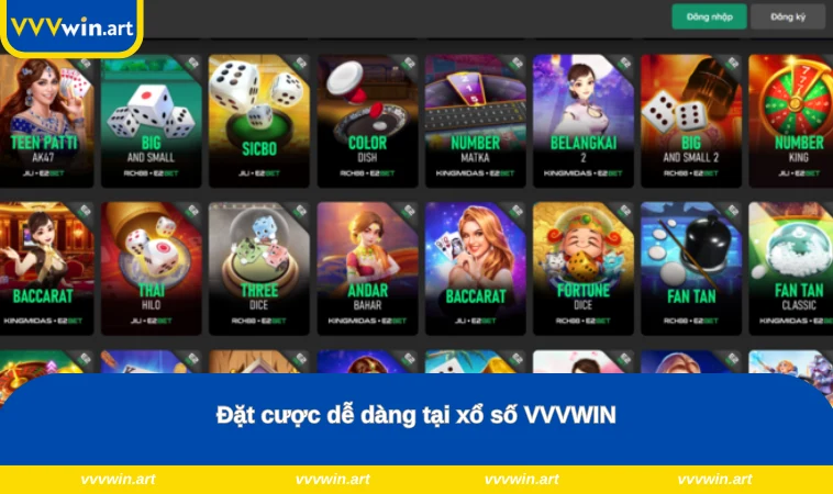 Đặt cược dễ dàng tại xổ số VVVWIN